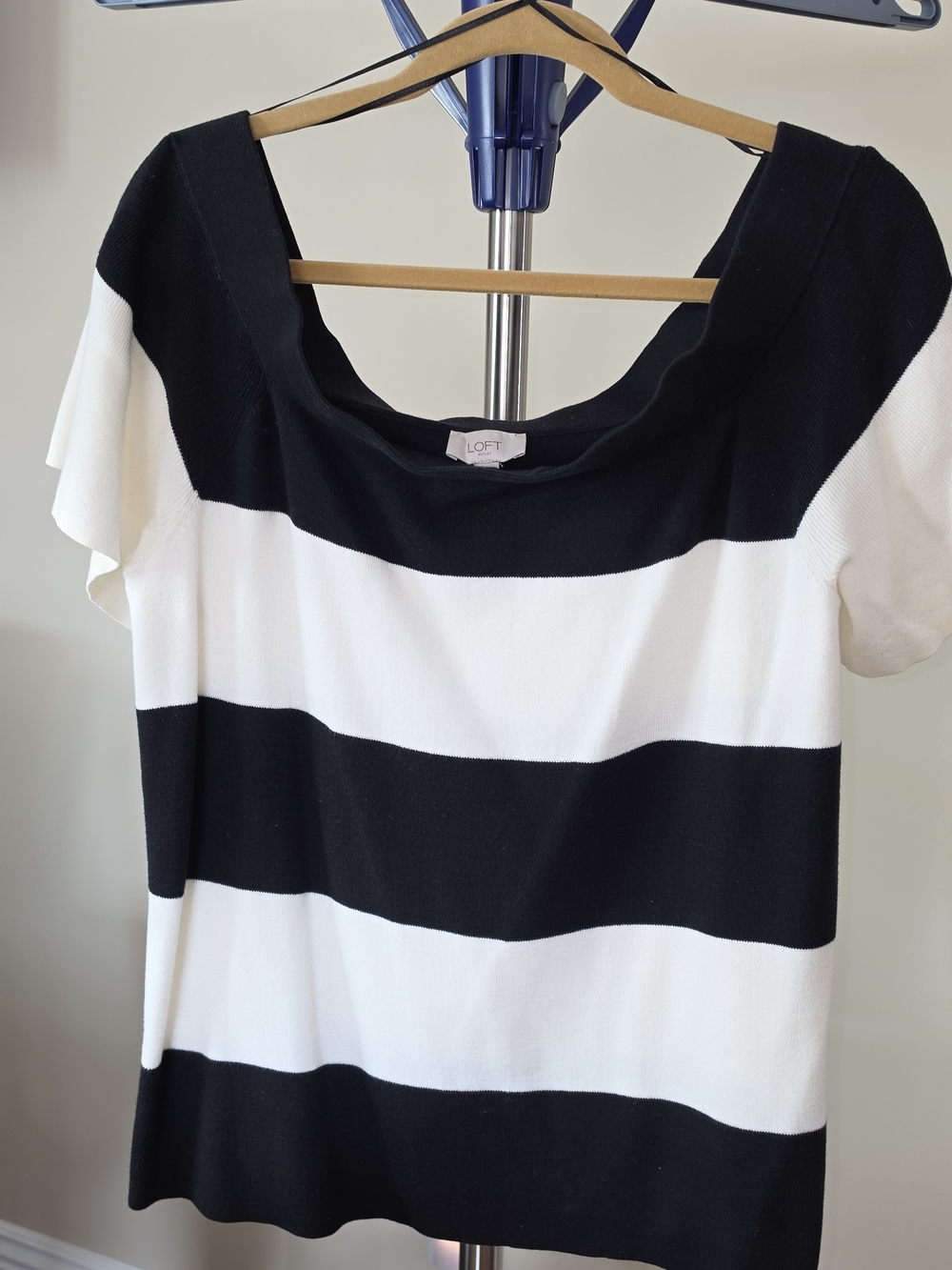 LOFT Black and White Striped Women’s Knit Top